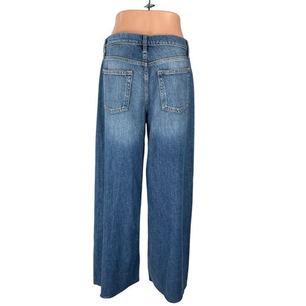 NEW GAP Raw Hem Mid Rise Baggy Palazzo Straight Wide Leg Denim Jeans Pants Sz 27