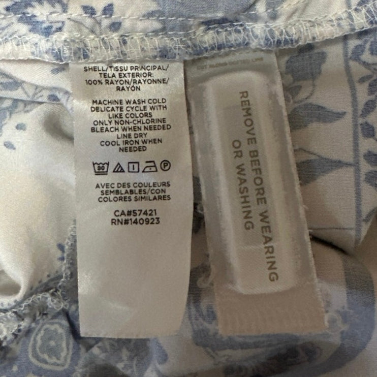 Ann Taylor LOFT White Blue Floral Sleeveless High Neck Midi Shift Dress Size XS