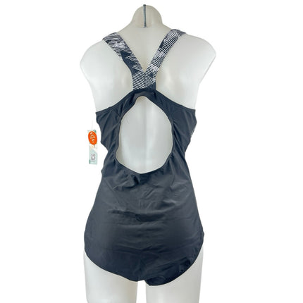NEW Charmo Black Abstract Sleeveless Cutout Surf One Piece Swimsuit Swimwear XL