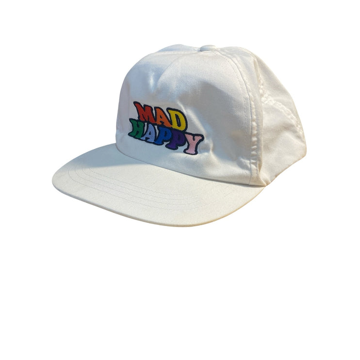Mad Happy Streetwear White Colorful Logo Adjustable Snapback Cap Hat One Size