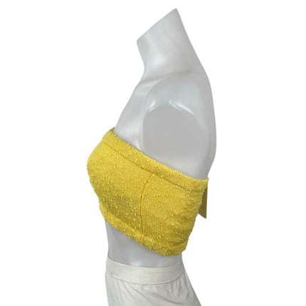 NEW Casablanca Women Yellow Strapless Textured Tube Bandeau Crop Top Size S