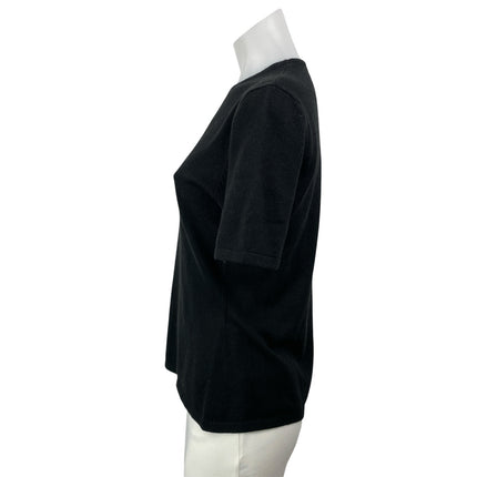 Jennifer Tyler Black Short Sleeves Cashmere Silk Crewneck Tee T-shirt Sweater L