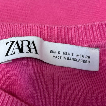Zara Women's Pink Rib Knit Sleeveless Stretch Pullover Crop Tank Top Size S