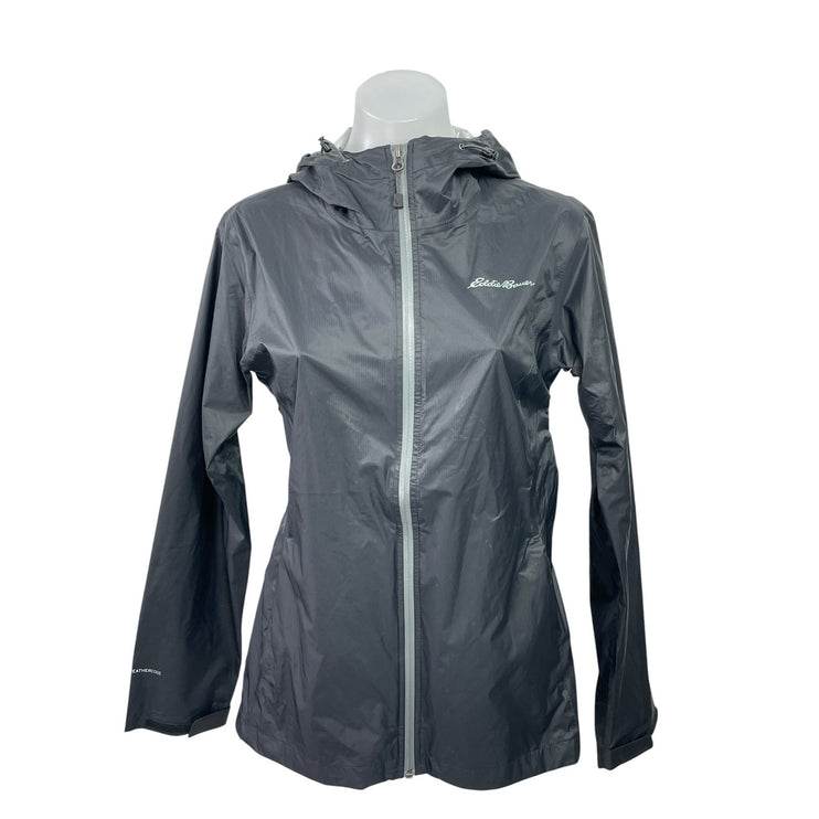 Eddie Bauer Cloud Cap Black Zip Up Long Sleeve Hoodie Hooded Rain Coat Jacket S