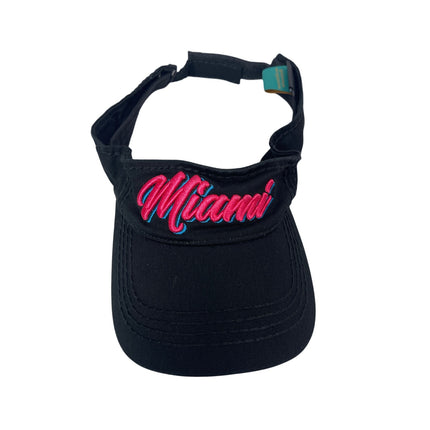 Freestyle Women's Black Miami Pink Embroidered  Strap Sun Visor OS