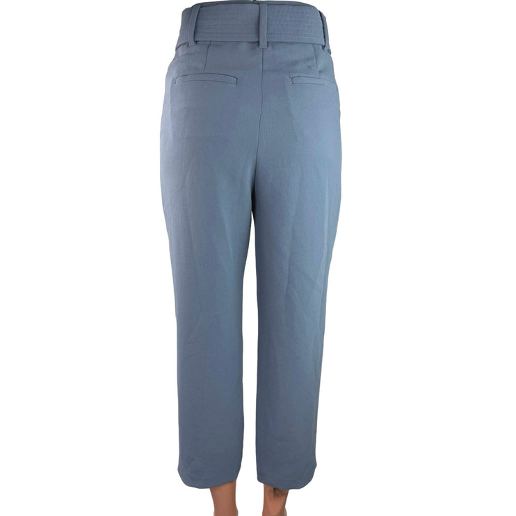 Aritzia Wilfred Blue Crepe High Rise Belted Tie Waist Crop Trouser Pants Size 0