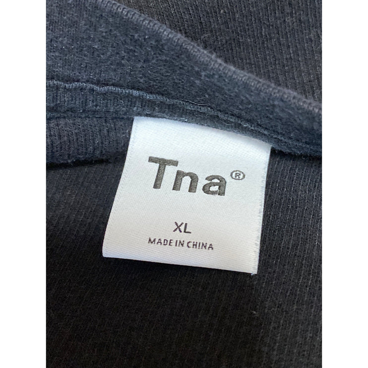 Aritzia TNA Womens Black Long Sleeve Crew Neck Knit T Shirt Tee Crop Top Size XL