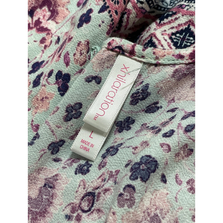 Xhilaration Womens Multicolor Floral High Neck Sleeveless Tank Jumpsuit Romper L