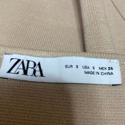 Zara Brown Tan Sleeveless Square Neck Crop Bustier Corset Sweater Tank Top Sz S