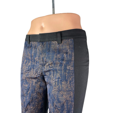 Anthropologie Cartonnier Women's Black Blue Jacquard Panel Trousers Pants Size 0