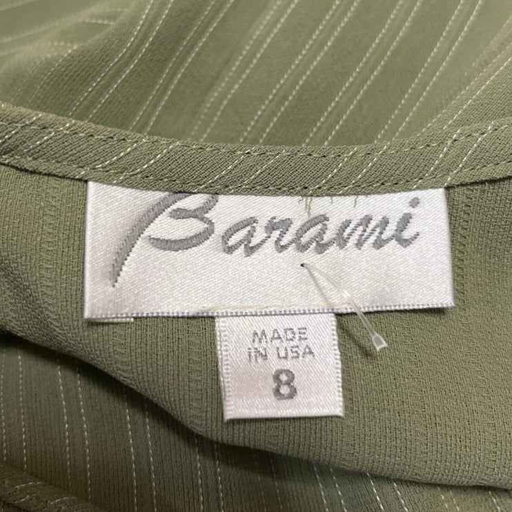 Vintage Barami Green Sleeveless Striped Seam Stitch Cami Tank Mini Slip Dress 8
