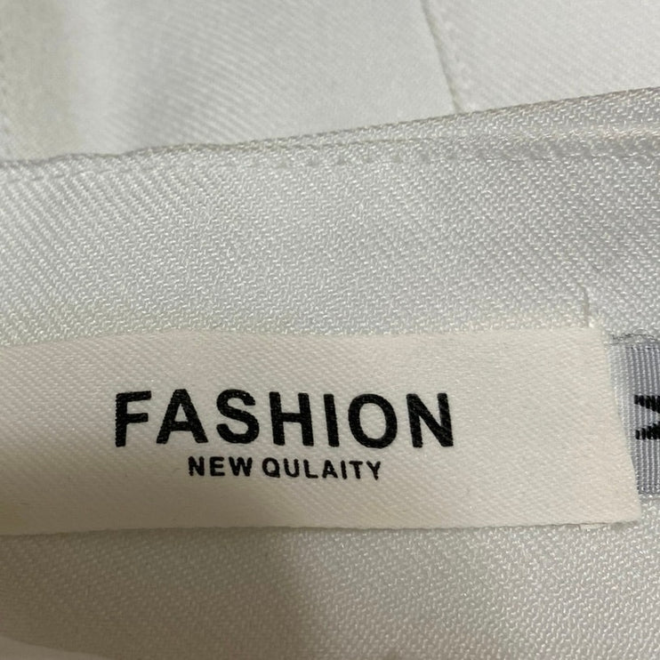 Fashion Women's White Pleated A Line Preppy High Waisted Mini Skirt Size M