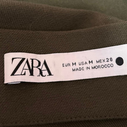 Zara Women's Green Side Ruched High Waisted Stretch Mini Pencil Skirt Size M