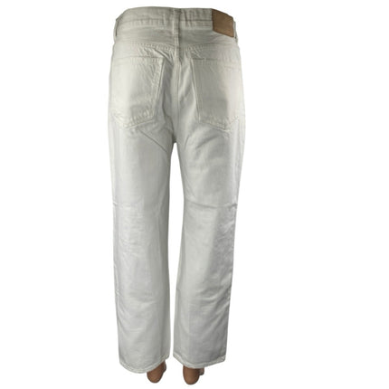 Zara The Bliss Women's White Distressed High Waist Straight Denim Jeans Pants 6