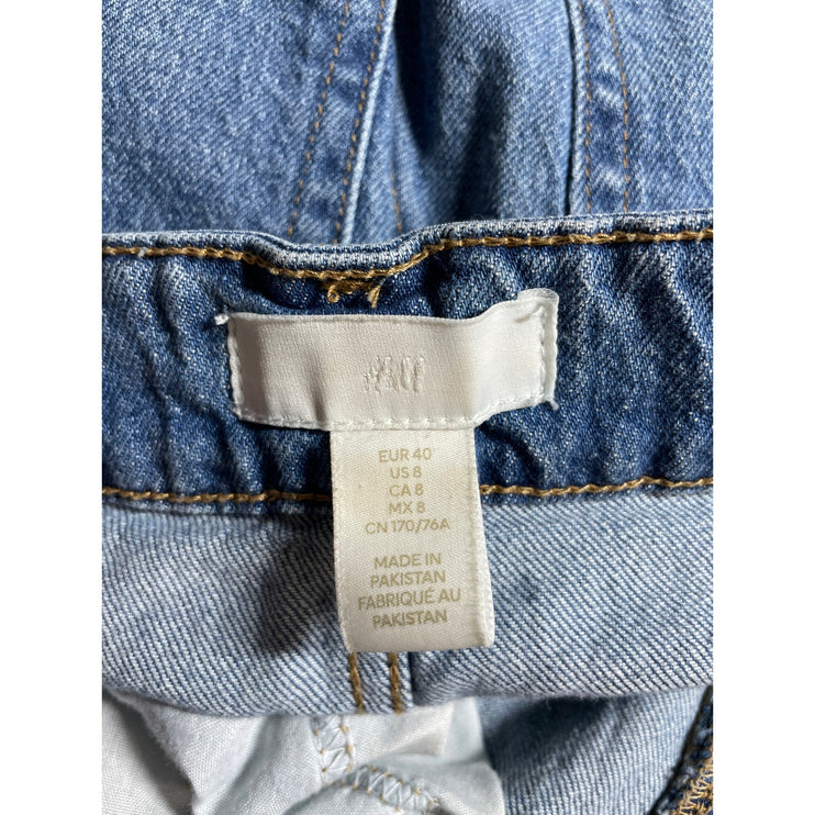 H&M Women's Blue High Waisted Wide Leg Baggy Y2k Casual Denim Jeans Size 8