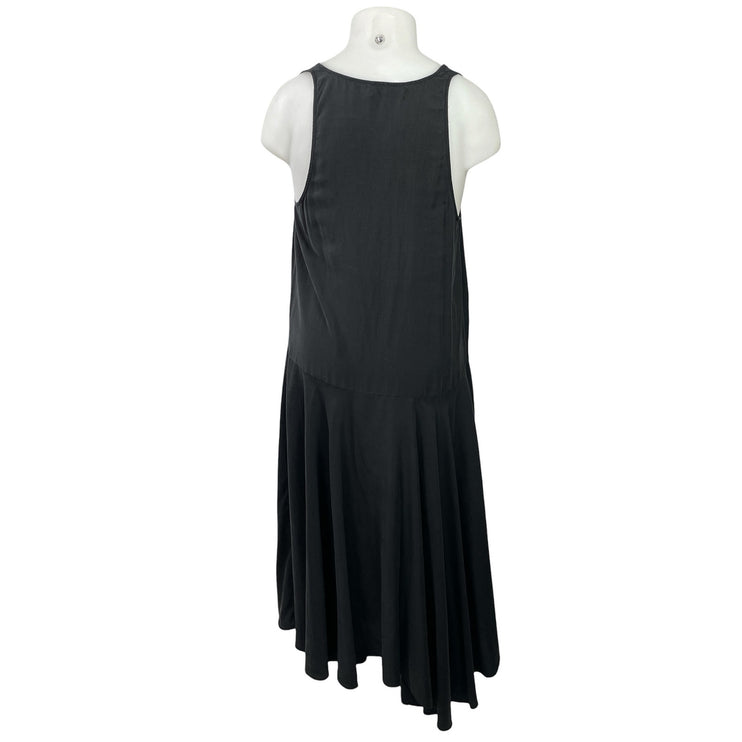 Zara Womens Black Sleeveless Relaxed Drop Waist Flared A-line Maxi Dress Sz XXL