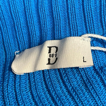BB'S Blue Sleeveless High Neck Ribbed Knit Sculpt Midi Bodycon Dress Size L