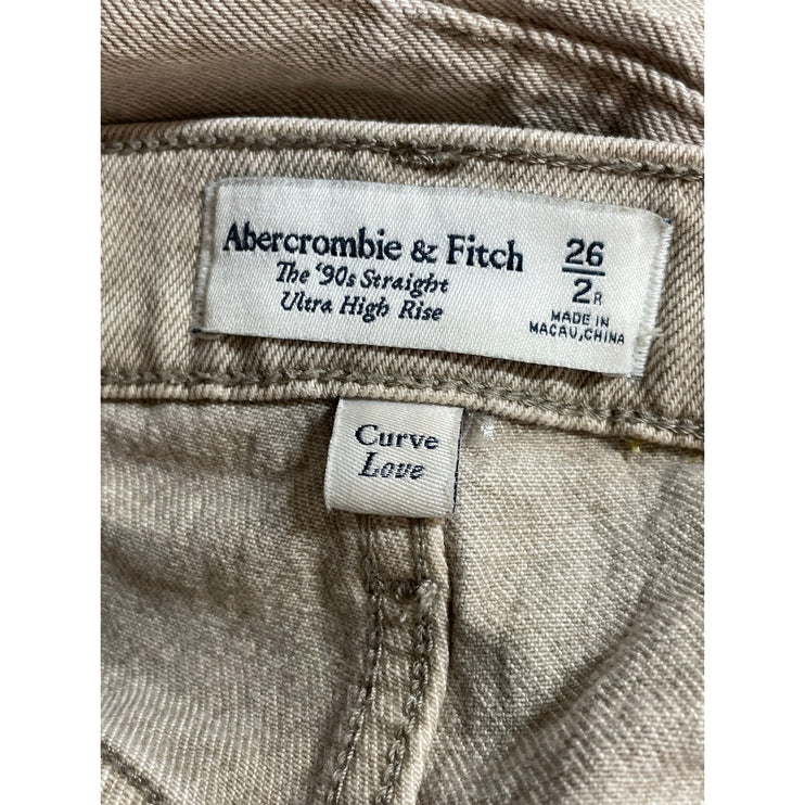 Abercrombie & Fitch Women's Khaki Ultra High Rise Straight Denim Jeans Pants 2