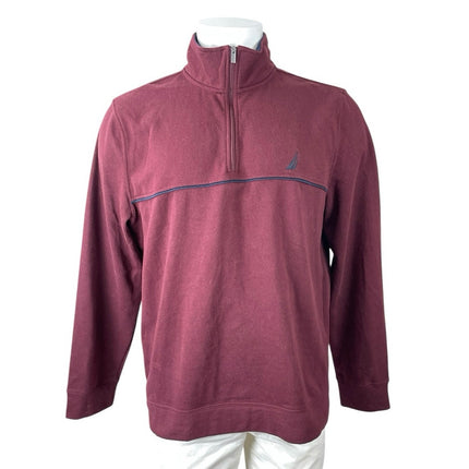 Nautica Mens Red Embroidered Logo Mock Neck Long Sleeve Sweater Sweatshirt Top L