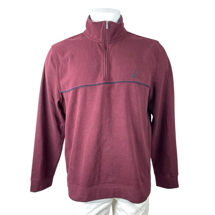 Nautica Mens Red Embroidered Logo Mock Neck Long Sleeve Sweater Sweatshirt Top L