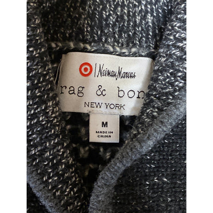 Rag & Bone Neiman Marcus Gray Black Wool Button Long Sleeve Cardigan Sweater M