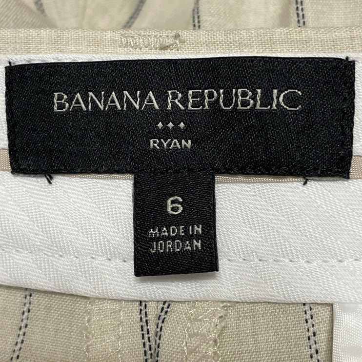 Banana Republic Beige Striped High Waisted Straight Leg Trousers Dress Pants 6