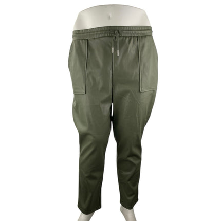 ASOS Design Green Faux Vegan Leather High Waist Straight Trousers Pants Size 14