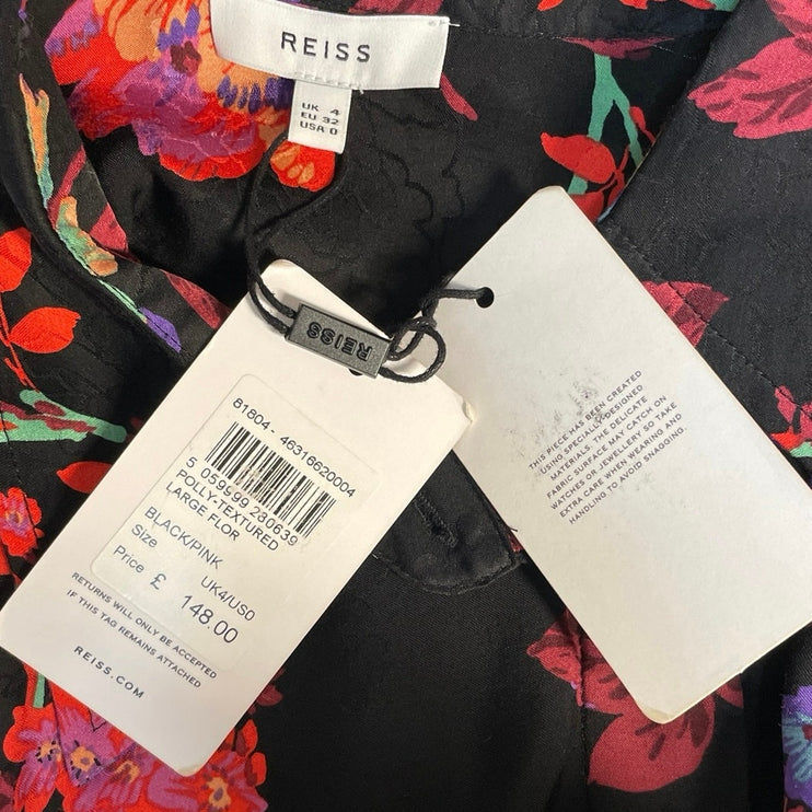 NEW Reiss Multicolor Floral Texture Jacquard Long Sleeve Button Down Shirt Top 0