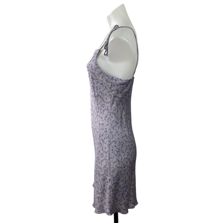 Zara Purple Floral Sleeveless Cami Camisole Tie Shoulder Mini Slip Dress Size S