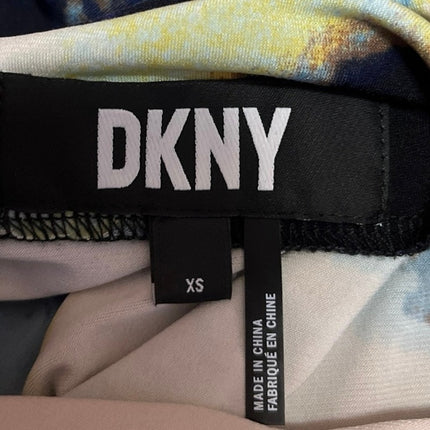 DKNY Multicolor Sleeveless Abstract Tie Dye Zip Shoulder Boat Neck Blouse Top XS