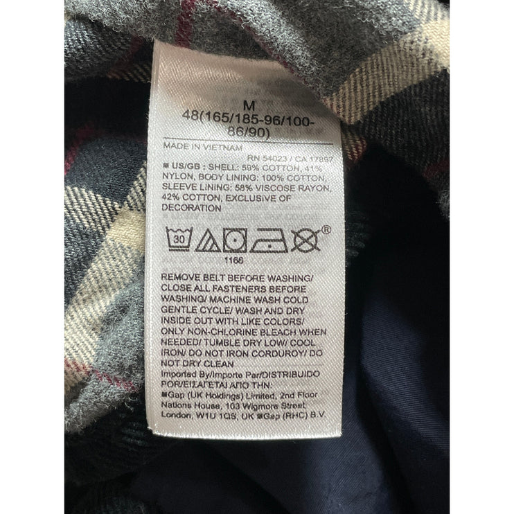 Banana Republic Men's Navy Blue Plaid Lined Long Sleeve Button Down Jacket Sz M