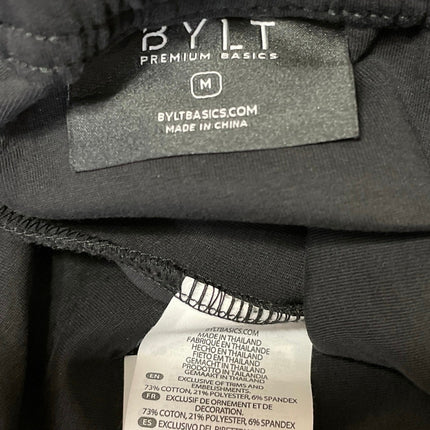 BYLT Black Elastic Waist Drawstring Tapered Athletic Trousers Jogger Pants Sz M