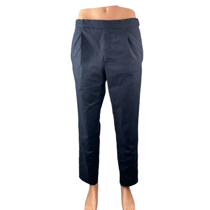 Incotex Men's Navy Blue Tapered Fit Pleated Straight Leg Trousers Pants Size 50