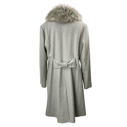 Kate Spade Gray Wool Long Sleeves Faux Fur Collar Shawl Winter Coat Jacket Sz L