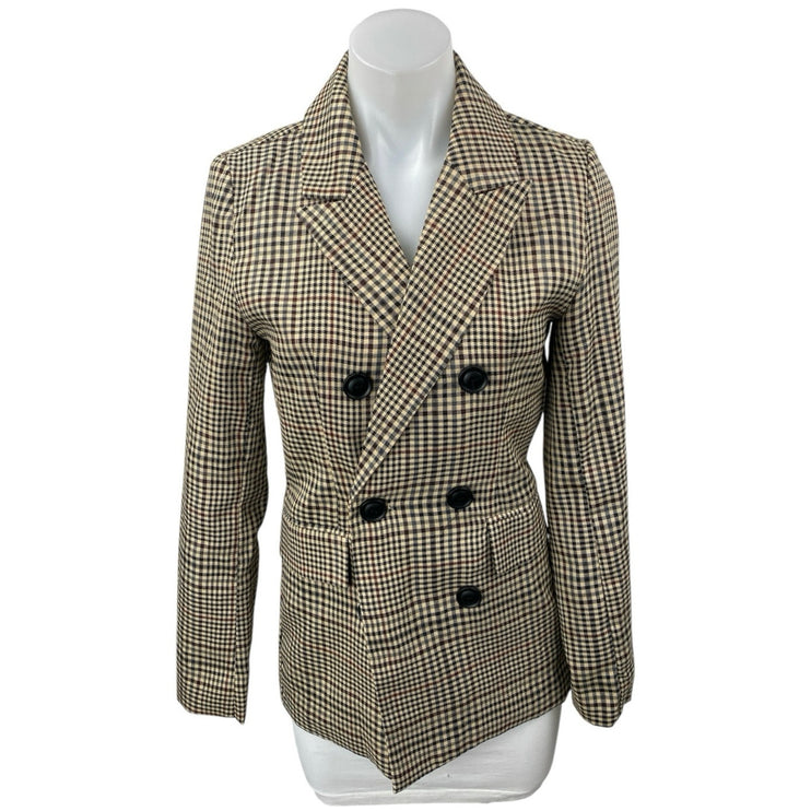 Princess Polly Mrs Nancy Beige Houndstooth Double Breasted Blazer Coat jacket 6