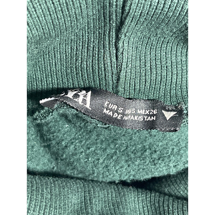 Zara Women's Green Long Sleeve Turtleneck Fleece Sweater Sweatshirt Top Size S