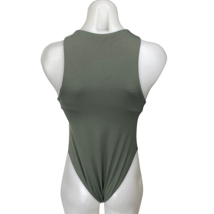 Zara Women's Green Sleeveless Racerback High Neck One Piece Bodysuit Tank Top M