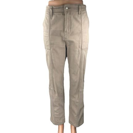 Old Navy Sky-Hi Beige Tan Straight Leg High Waist Chino Khaki Trousers Pants 10
