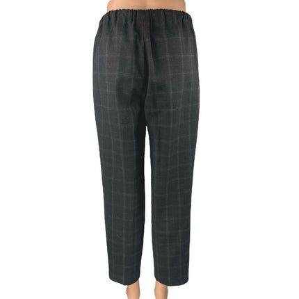 Aritzia Babaton The Group Women's Black Plaid High Rise Tapered Trousers Pants S