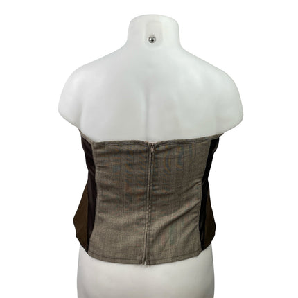 Ashley Stewart Brown Strapless Patchwork Tube Bustier Corset Crop Top Size 22