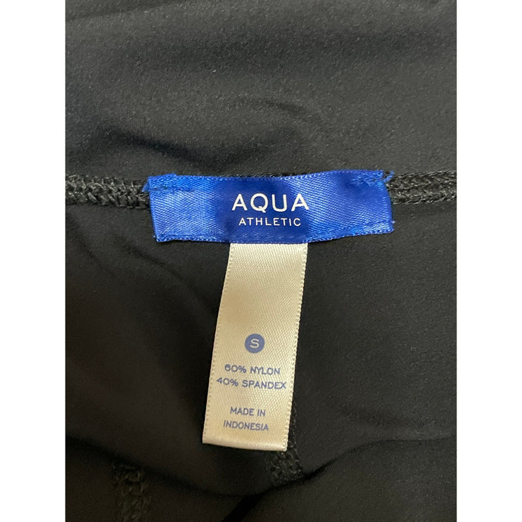 Aqua Women's Black Mid Rise Capri Cropped Yoga Athletic Leggings Pants Size S