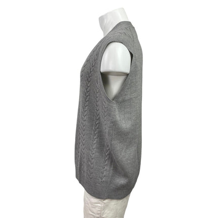 Brooks Brothers100% Wool Gray Cable Knit Button Down Cardigan Vest Tank Top XL
