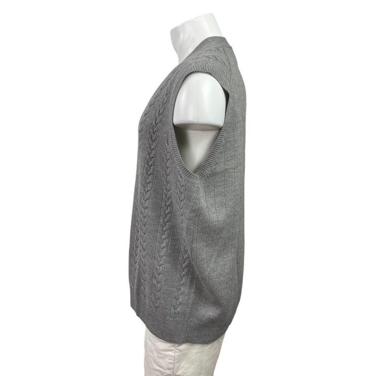 Brooks Brothers100% Wool Gray Cable Knit Button Down Cardigan Vest Tank Top XL