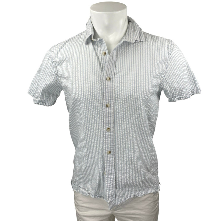 Banana Republic Men's Blue White Striped Slim Long Sleeve Button Up Shirt Top S