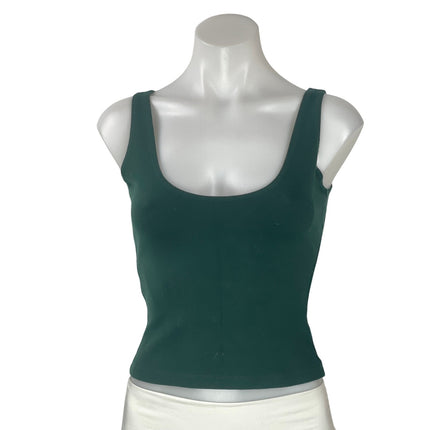LESET Women's Emerald Green Sleeveless Knit Scoop Neck Crop Tank Top Size XS