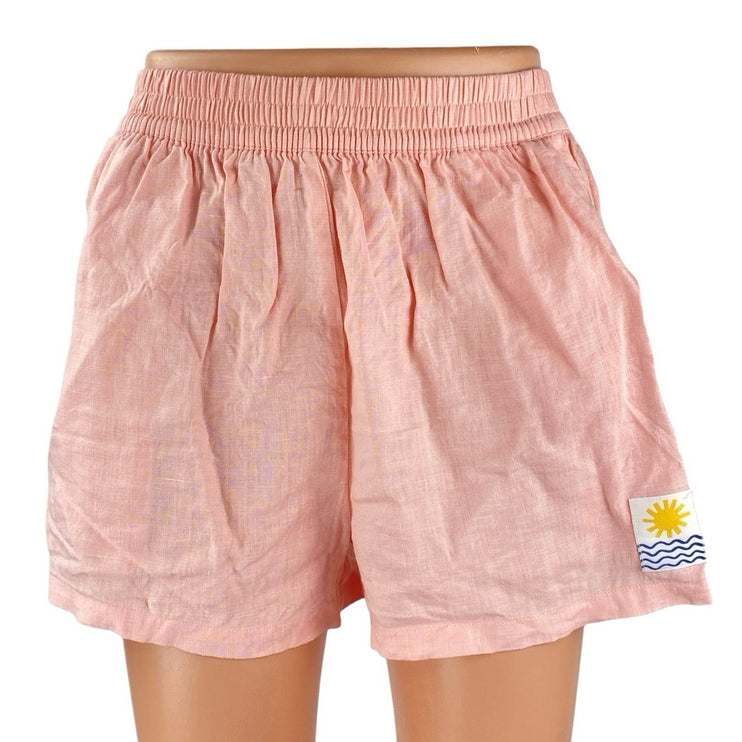 LF Markey Women's Pink 100% Linen High Waisted Lounge Beach Mini Shorts Size 4