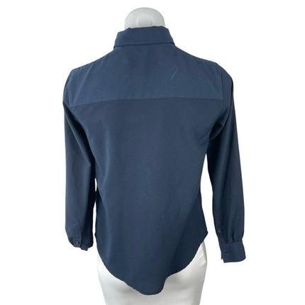 Banana Republic Blue Ruched Collared Long Sleeve Button Up Shirt Blouse Top XXSP