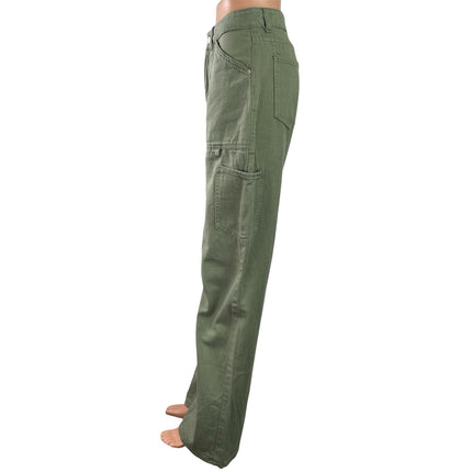 Princess Polly Green High Rise Pockets Wide Leg Baggy Denim Jeans Cargo Pants 4