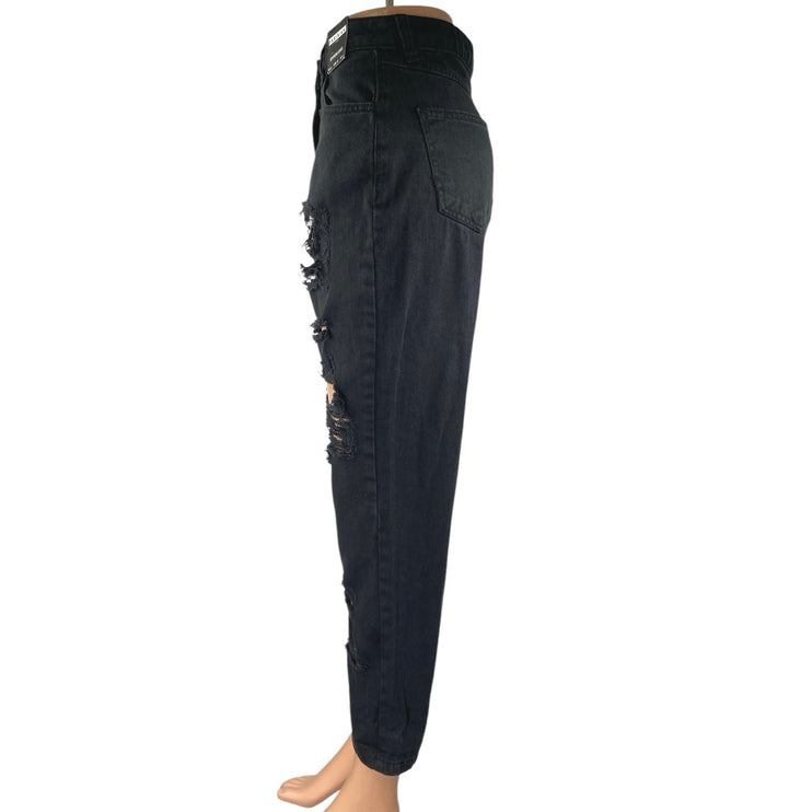 NEW Parisian Black Distressed Skinny High Waist Boyfriend Denim Jeans Pants Sz 8