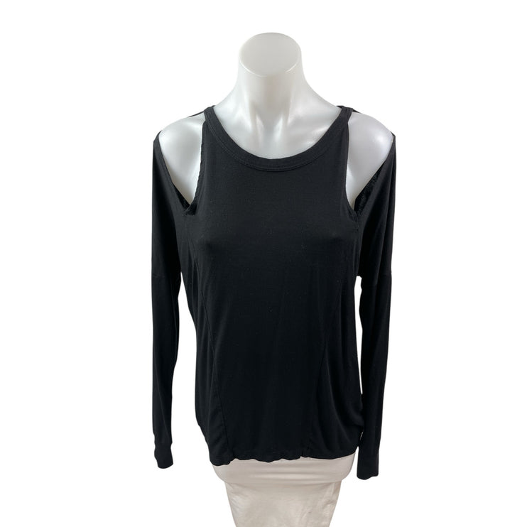 LNA Ashley Jane Cold Shoulder Crew Neck Long Sleeve Slim T-Shirt Blouse Top Sz S